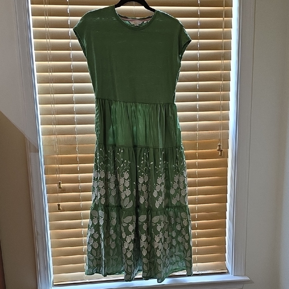 Boden Green Floral Tiered Maxi Dress